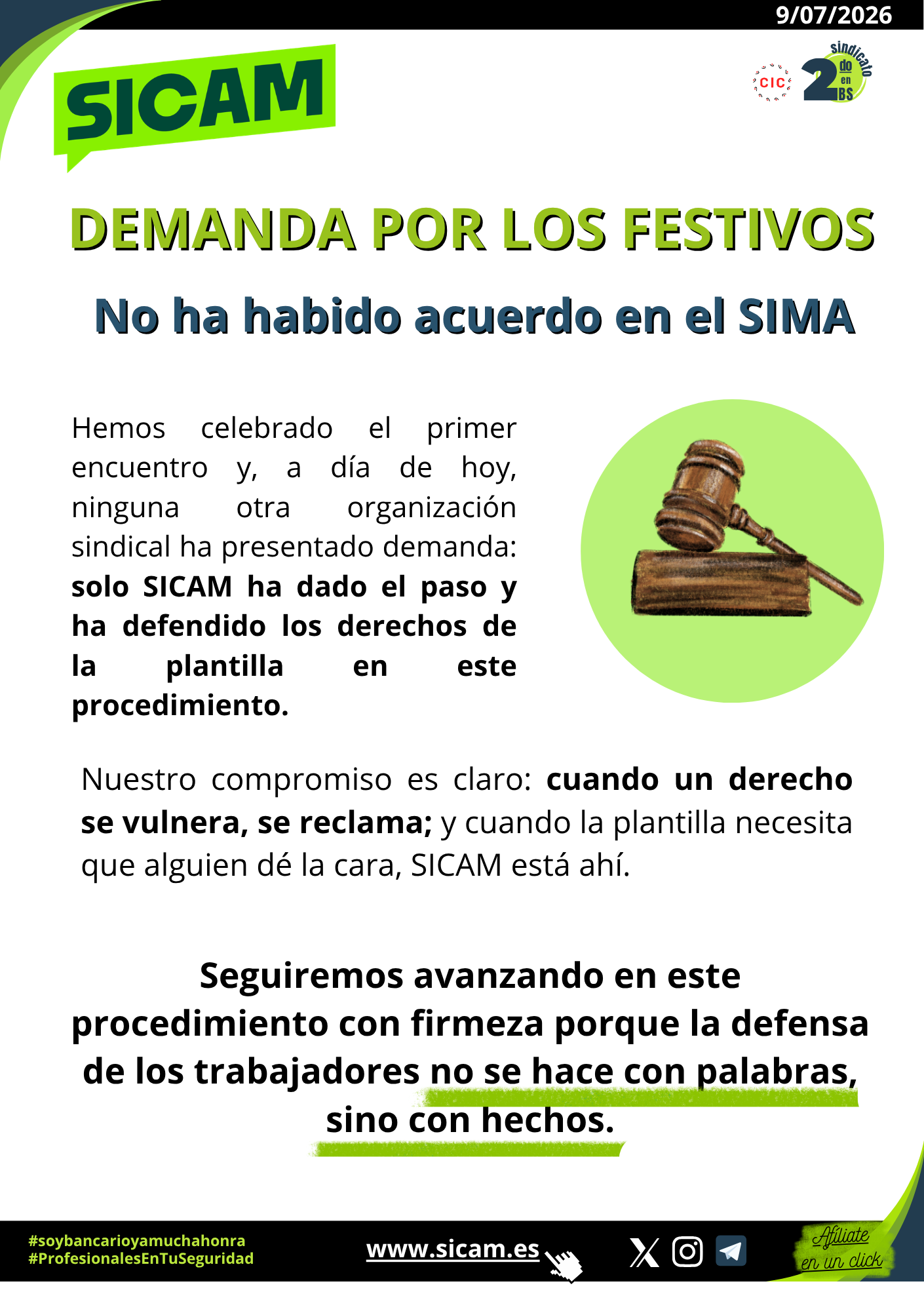 9 julio 2026. DEMANDA DE SICAM<br>